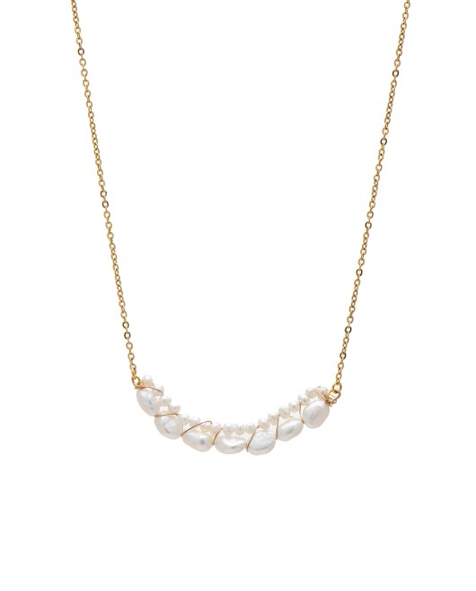 ΚΟΛΙΕ WIRE WRAPPED PEARL ΧΡΥΣΟ Κολιέ
