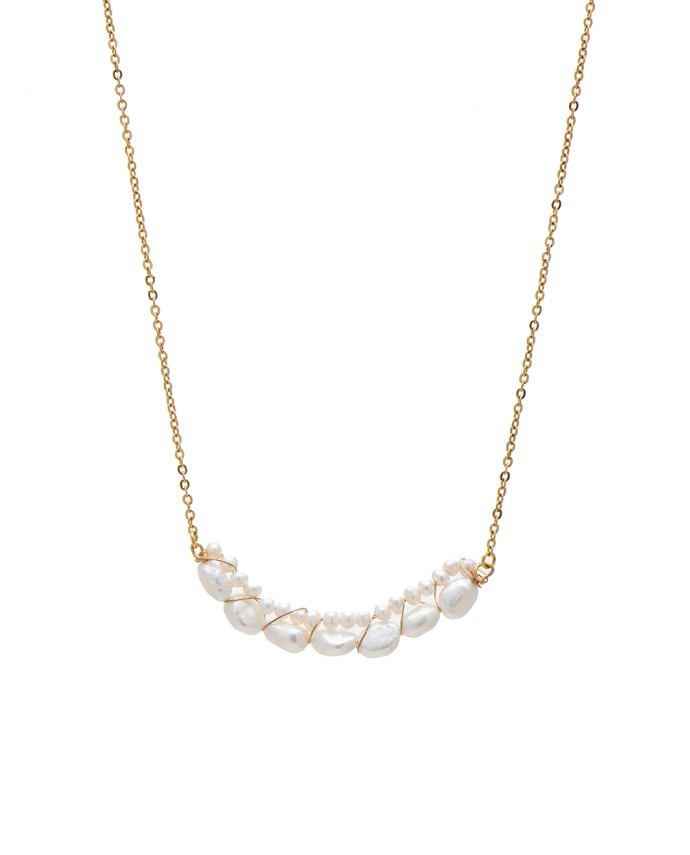 ΚΟΛΙΕ WIRE WRAPPED PEARL ΧΡΥΣΟ Κολιέ