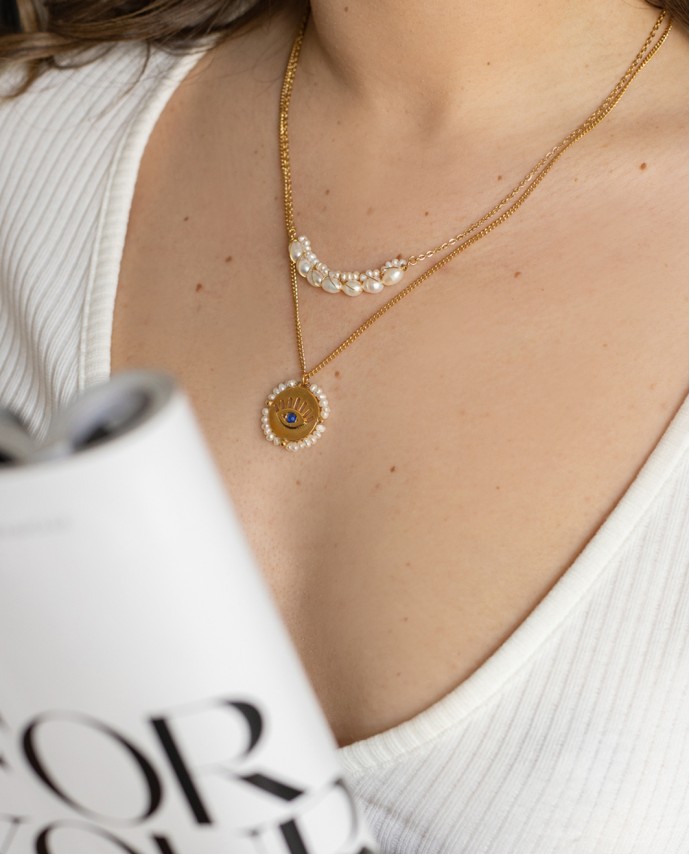 ΚΟΛΙΕ WIRE WRAPPED PEARL ΧΡΥΣΟ Κολιέ