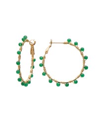 ΚΟΥΛΑΡΙΚΙΑ EMERALD GREEN DOTS HOOPS M Σκουλαρίκια