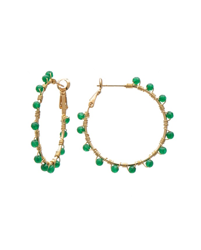 ΚΟΥΛΑΡΙΚΙΑ EMERALD GREEN DOTS HOOPS M Σκουλαρίκια