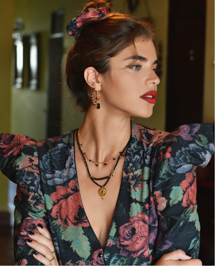 ΣΚΟΥΛΑΡΙΚΙΑ BLACK ONYX DOTS HOOPS M Σκουλαρίκια