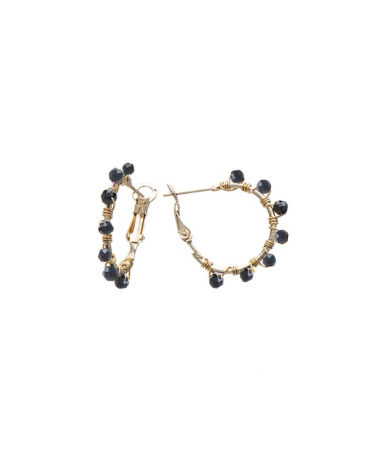ΣΚΟΥΛΑΡΙΚΙΑ BLACK ONYX DOTS HOOPS S ΧΡΥΣΟ Σκουλαρίκια