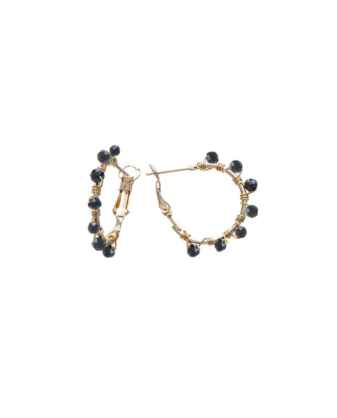 ΣΚΟΥΛΑΡΙΚΙΑ BLACK ONYX DOTS HOOPS S ΧΡΥΣΟ Σκουλαρίκια