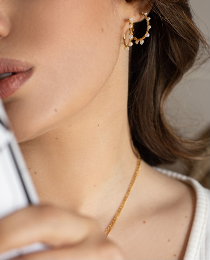 ΣΚΟΥΛΑΡΙΚΙΑ BLACK ONYX DOTS HOOPS S ΧΡΥΣΟ Σκουλαρίκια