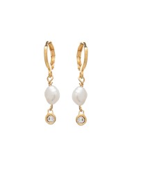 ΣΚΟΥΛΑΡΙΚΙΑ PEARL HOOPS ΧΡΥΣΟ ΛΕΥΚΟ Σκουλαρίκια
