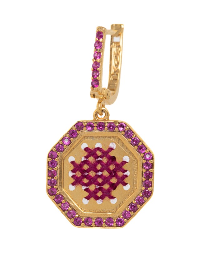 ΣΚΟΥΛΑΡΙΚΙΑ KEDIMA ZIRCONIA ΧΡΥΣΟ MAGENTA Σκουλαρίκια