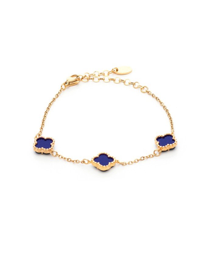 ΒΡΑΧΙΟΛΙ THREE ROYAL FLOWER SMALL ΜΠΛΕ ΧΡΥΣΟ Βραχιόλια Χεριού