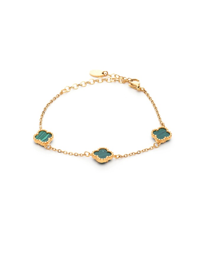 ΒΡΑΧΙΟΛΙ THREE ROYAL FLOWER SMALL ΠΡΑΣΙΝΟ ΧΡΥΣΟ Βραχιόλια Χεριού