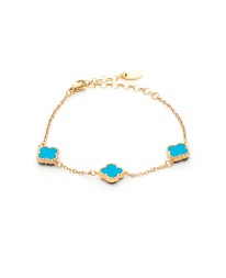 ΒΡΑΧΙΟΛΙ THREE ROYAL FLOWER SMALL ΤΥΡΚΟΥΑΖ  ΧΡΥΣΟ Βραχιόλια Χεριού