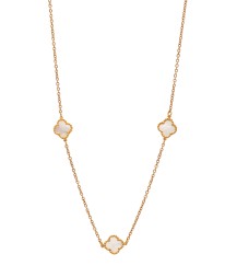 ΚΟΛΙΕ THREE  ROYAL FLOWER  SMALL ΛΕΥΚΟ ΧΡΥΣΟ Κολιέ