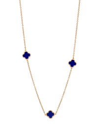 ΚΟΛΙΕ THREE  ROYAL FLOWER SMALL ΜΠΛΕ ΧΡΥΣΟ Κολιέ