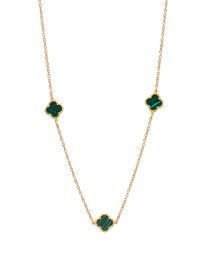 ΚΟΛΙΕ THREE  ROYAL FLOWER  SMALL ΠΡΑΣΙΝΟ ΧΡΥΣΟ Κολιέ
