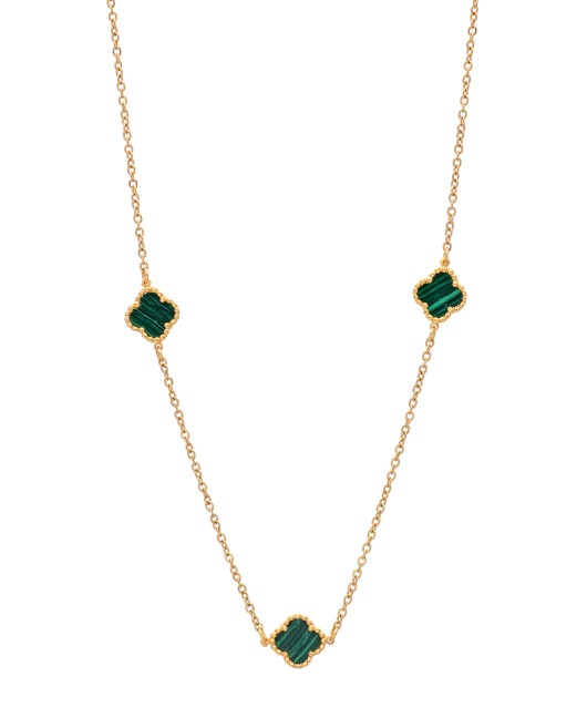 ΚΟΛΙΕ THREE  ROYAL FLOWER  SMALL ΠΡΑΣΙΝΟ ΧΡΥΣΟ Κολιέ