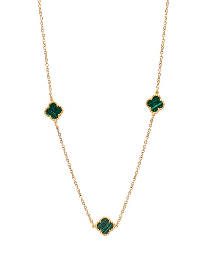 ΚΟΛΙΕ THREE  ROYAL FLOWER  SMALL ΠΡΑΣΙΝΟ ΧΡΥΣΟ Κολιέ