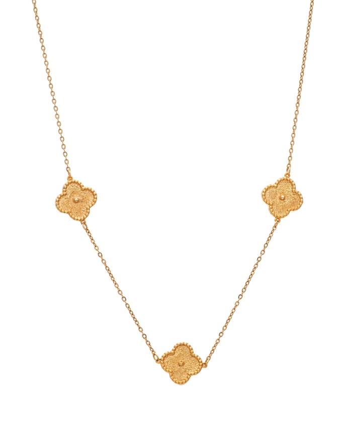 ΚΟΛΙΕ THREE  ROYAL FLOWER ΧΡΥΣΟ Κολιέ