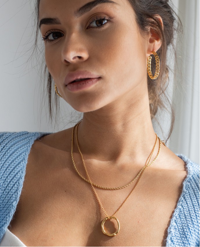 ΣΚΟΥΛΑΡΙΚΙΑ CHAIN HOOPS M ΑΣΗΜΙ Σκουλαρίκια