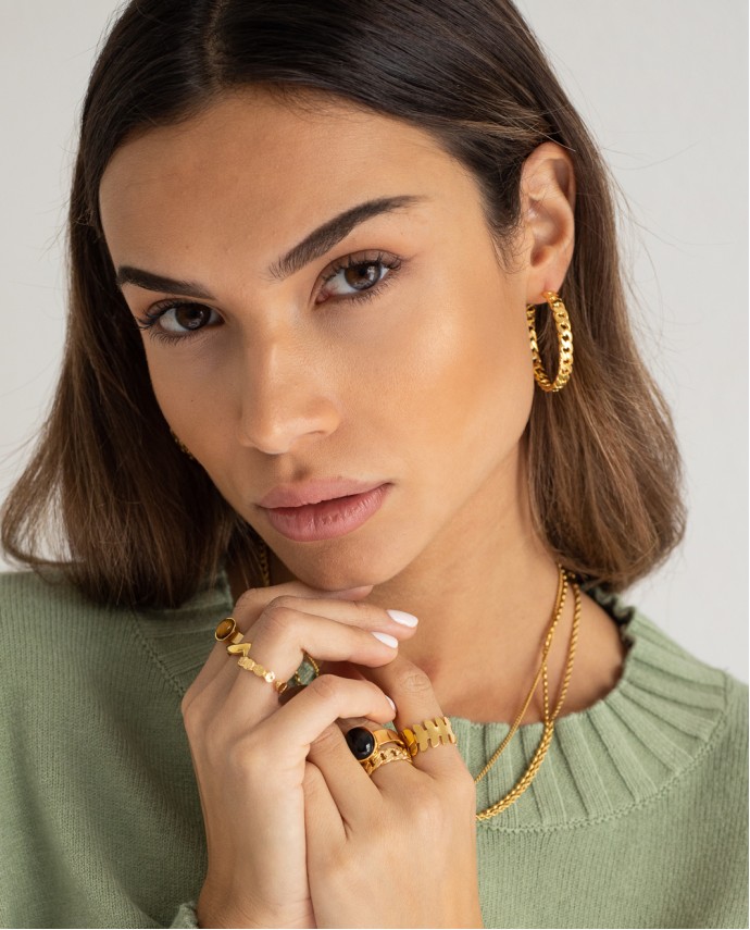 ΣΚΟΥΛΑΡΙΚΙΑ CHAIN HOOPS M ΑΣΗΜΙ Σκουλαρίκια