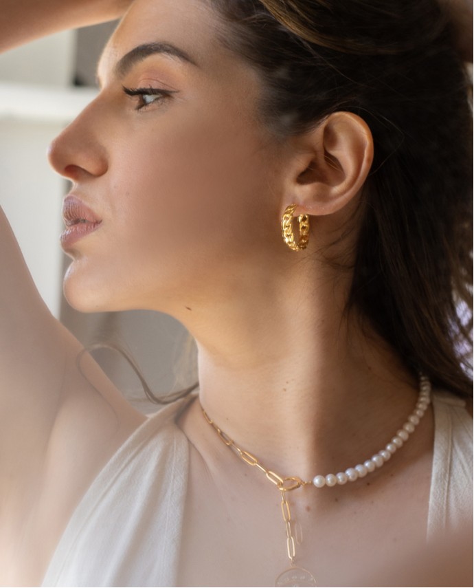 ΣΚΟΥΛΑΡΙΚΙΑ CHAIN HOOPS S ΑΣΗΜΙ Σκουλαρίκια