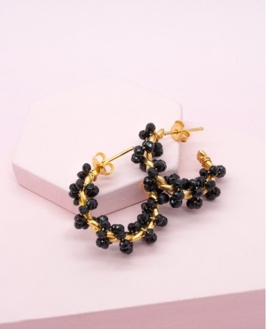 ΣΚΟΥΛΑΡΙΚΙΑ BLACK ONYX SPIRAL Σκουλαρίκια