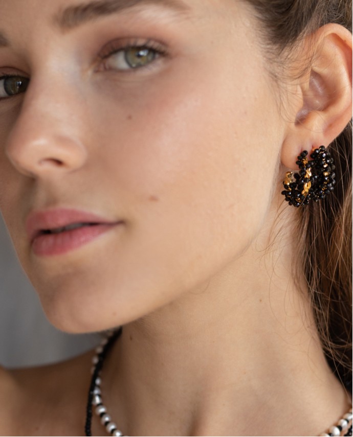 ΣΚΟΥΛΑΡΙΚΙΑ BLACK ONYX SPIRAL Σκουλαρίκια