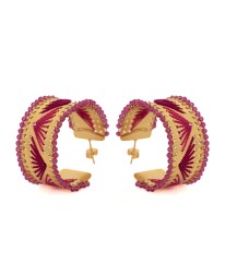 ΣΚΟΥΛΑΡΙΚΙΑ ΚΡΙΚΟΙ ZIRCONIA NUFARO FUCHSIA Σκουλαρίκια