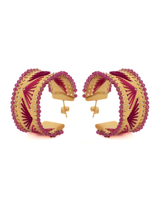 ΣΚΟΥΛΑΡΙΚΙΑ ΚΡΙΚΟΙ ZIRCONIA NUFARO FUCHSIA Σκουλαρίκια