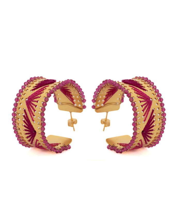 ΣΚΟΥΛΑΡΙΚΙΑ ΚΡΙΚΟΙ ZIRCONIA NUFARO FUCHSIA Σκουλαρίκια