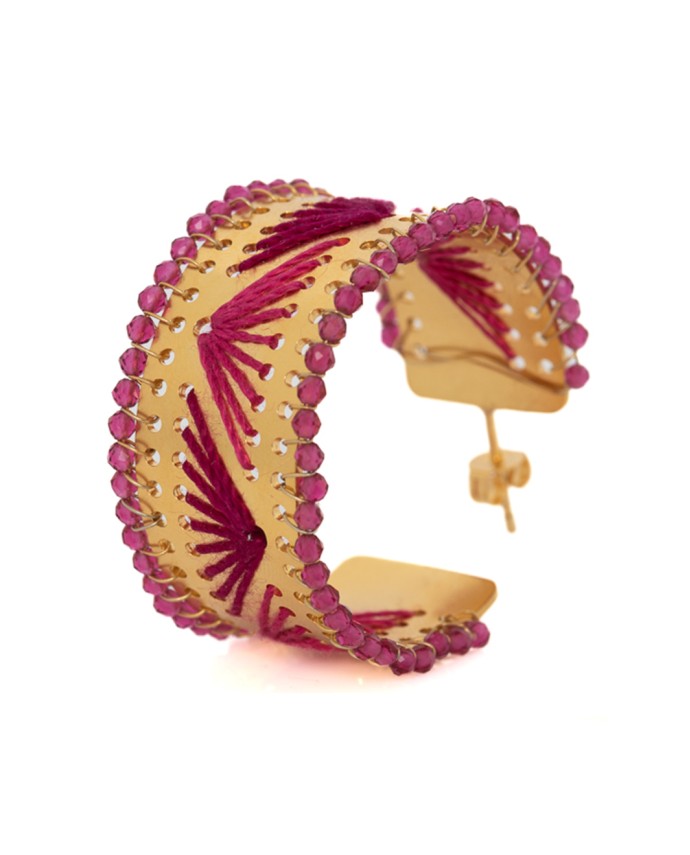 ΣΚΟΥΛΑΡΙΚΙΑ ΚΡΙΚΟΙ ZIRCONIA NUFARO FUCHSIA Σκουλαρίκια