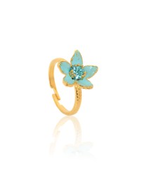 ΔΑΧΤΥΛΙΔΙ MINI FLORET ΓΑΛΑΖΙΟ ΧΡΥΣΟ Κοσμήματα