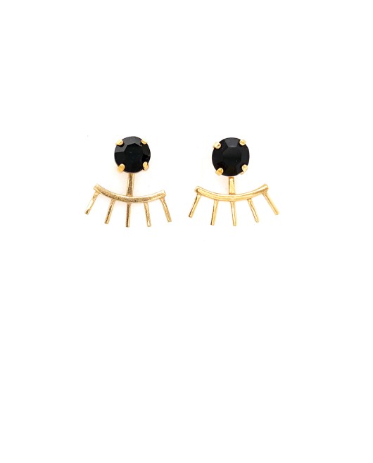 ΣΚΟΥΛΑΡΙΚΙΑ EYELASHES FRONT/BACK ΧΡΥΣΟ ΜΑΥΡΟ Σκουλαρίκια