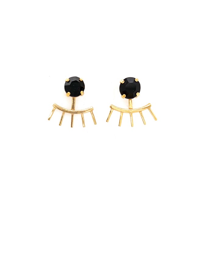 ΣΚΟΥΛΑΡΙΚΙΑ EYELASHES FRONT/BACK ΧΡΥΣΟ ΜΑΥΡΟ Σκουλαρίκια