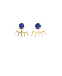 ΣΚΟΥΛΑΡΙΚΙΑ EYELASHES FRONT/BACK ΧΡΥΣΟ ΜΠΛΕ Σκουλαρίκια