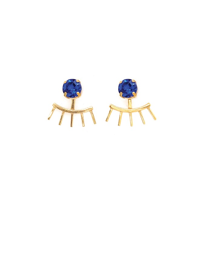 ΣΚΟΥΛΑΡΙΚΙΑ EYELASHES FRONT/BACK ΧΡΥΣΟ ΜΠΛΕ Σκουλαρίκια