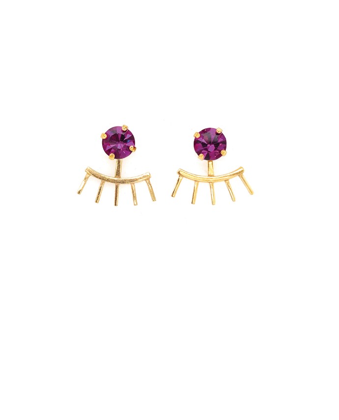 ΣΚΟΥΛΑΡΙΚΙΑ EYELASHES FRONT/BACK ΧΡΥΣΟ ΜΩΒ Σκουλαρίκια