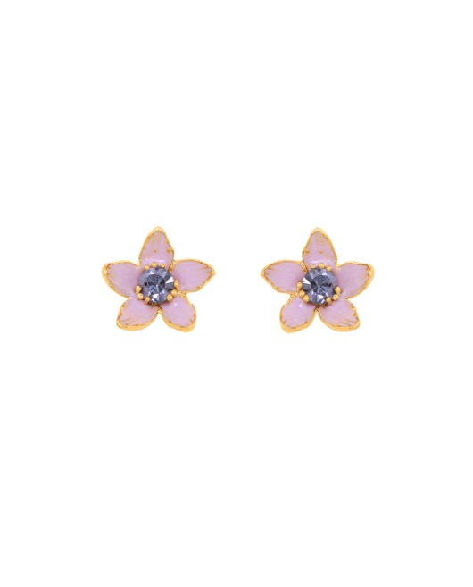 ΣΚΟΥΛΑΡΙΚΙΑ MINI FLORET ΛΙΛΑ ΧΡΥΣΟ Σκουλαρίκια