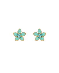 ΣΚΟΥΛΑΡΚΙΑ MINI FLORET ΤΥΡΚΟΥΑΖ ΧΡΥΣΟ Σκουλαρίκια