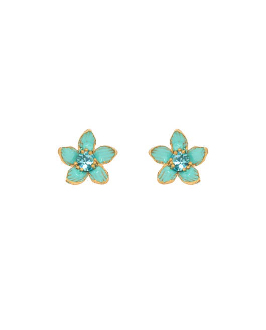 ΣΚΟΥΛΑΡΚΙΑ MINI FLORET ΤΥΡΚΟΥΑΖ ΧΡΥΣΟ Σκουλαρίκια