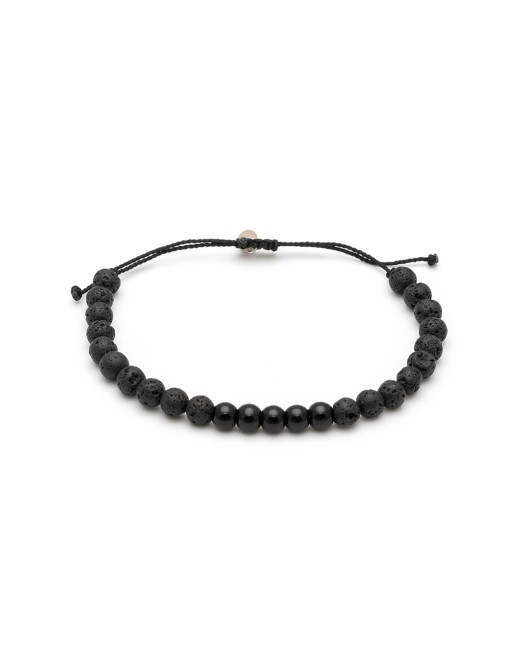 ΑΝΤΡΙΚΟ ΒΡΑΧΙΟΛΙ FIVE BEADS ΜΑΥΡΟΣ ΟΝΥΧΑΣ