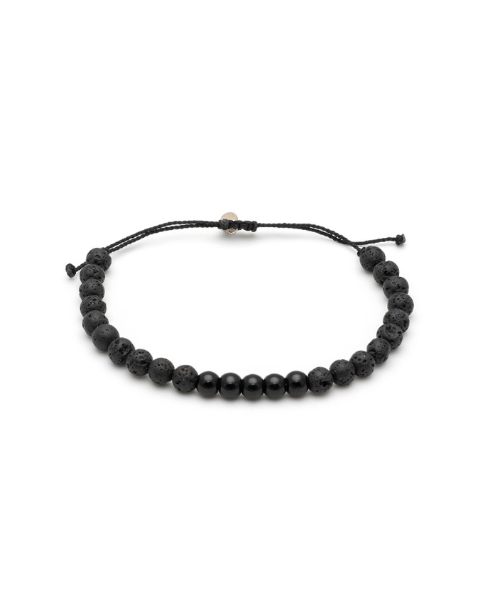ΑΝΤΡΙΚΟ ΒΡΑΧΙΟΛΙ FIVE BEADS ΜΑΥΡΟΣ ΟΝΥΧΑΣ