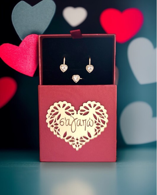 LOVE BOX ΣΕΤ ΚΟΣΜΗΜΑΤΩΝ EXCLUSIVE HEARTS ΧΡΥΣΟ