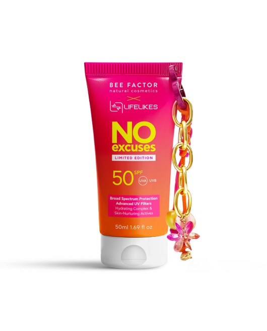 Bee Factor X Lifelikes – No Excuses SPF50 – Limited Edition | Αντηλιακό Προσώπου + Συλλεκτικό Keychain 