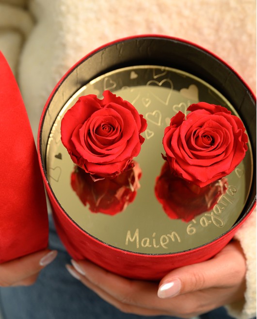VELVET ΚΟΚΚΙΝΟ ΚΟΥΤΙ ΜΕ 2 FOREVER ROSES Forever Roses