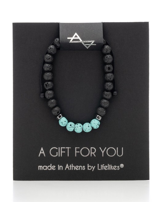 Αντρικό Βραχιόλι Five Beads Turquoise Lava