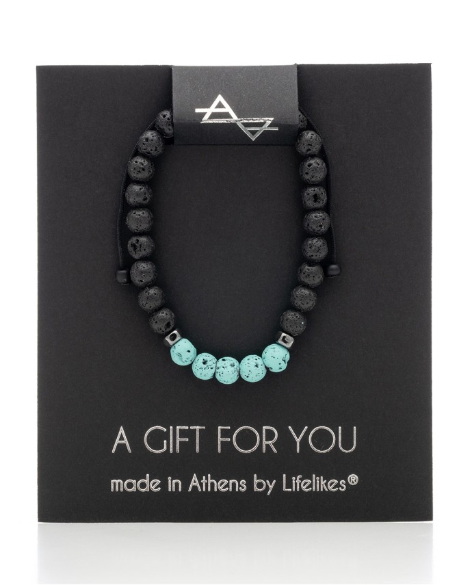 Αντρικό Βραχιόλι Five Beads Turquoise Lava