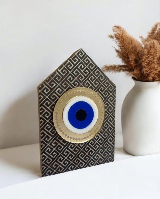 Σουβενίρ Ξύλινο Γούρι Σπίτι Meander Eye