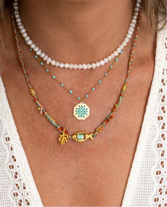 ΚΟΛΙΕ WHITE RAW PEARL S ΧΡΥΣΟ ΛΕΥΚΟ Κοσμήματα