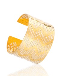 Zig Zag Golden Cuff Λευκό Βραχιόλια Χεριού