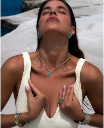 Κολιέ Heart Stiches Γαλάζιο Κολιέ