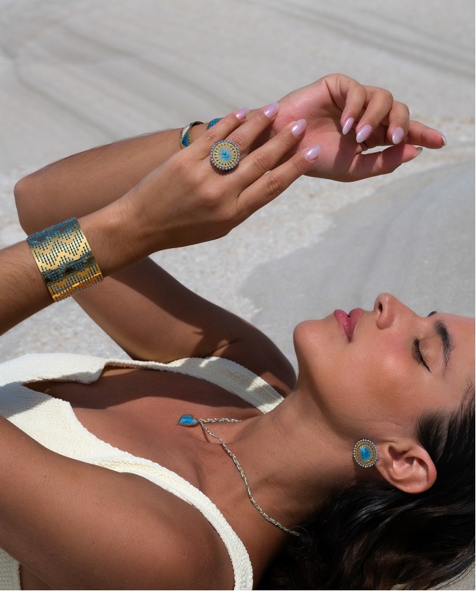 Zig Zag Golden Cuff Σιέλ Βραχιόλια Χεριού